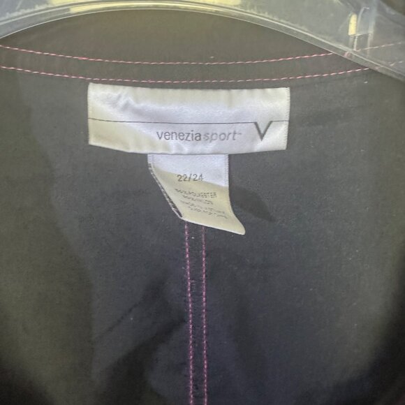 Venezia Sport 22/24 Women Black Full Zip Jacket Pants Set Pink Stitching - Picture 3 of 9